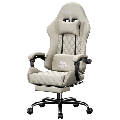 Massage Gaming Chair, Computer Office Chair with Comfy Fabric, Height Adjustable Game Chair with 360°-Swivel Seat and Headrest