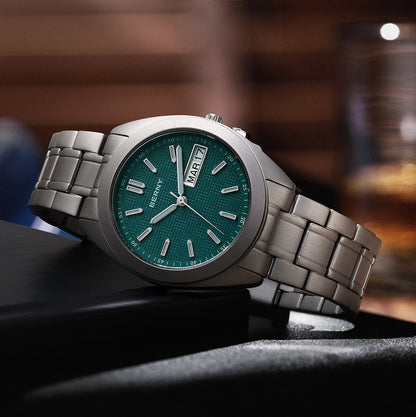 BERNY Full Titanium Men Watch Date Week Quartz Watches Calendar Sapphire Super Luminous 100M Waterproof Lightweight Wristwatch
