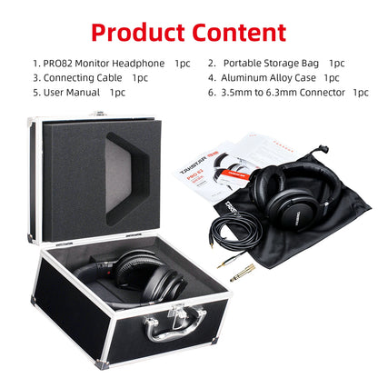Takstar PRO82 Cuffie Monitor Professionali – Headset da Studio Cablato HiFi Stereo per Registrazione, Gaming e Suono di Precisione con Bassi Regolabili
