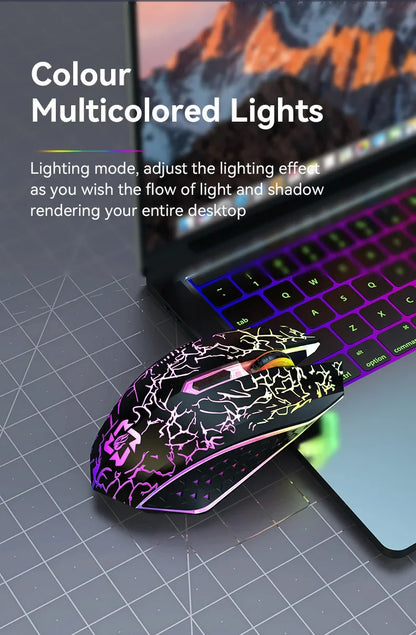 Mouse de gaming RGB 2.4G wireless, mouse Bluetooth 1600DPI, 6 butoane silențioase, mouse ergonomic dual-mode pentru birou, pentru MacBook și PC