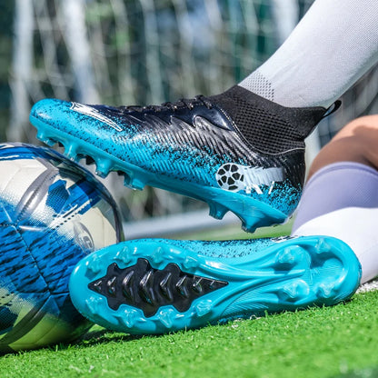 Uomo Donna Scarpe da calcio alte Antiscivolo Sneakers da calcio Traspiranti Scarpe da allenamento per futsal Scarpe da calcio da esterno su erba con tacchetti alla caviglia