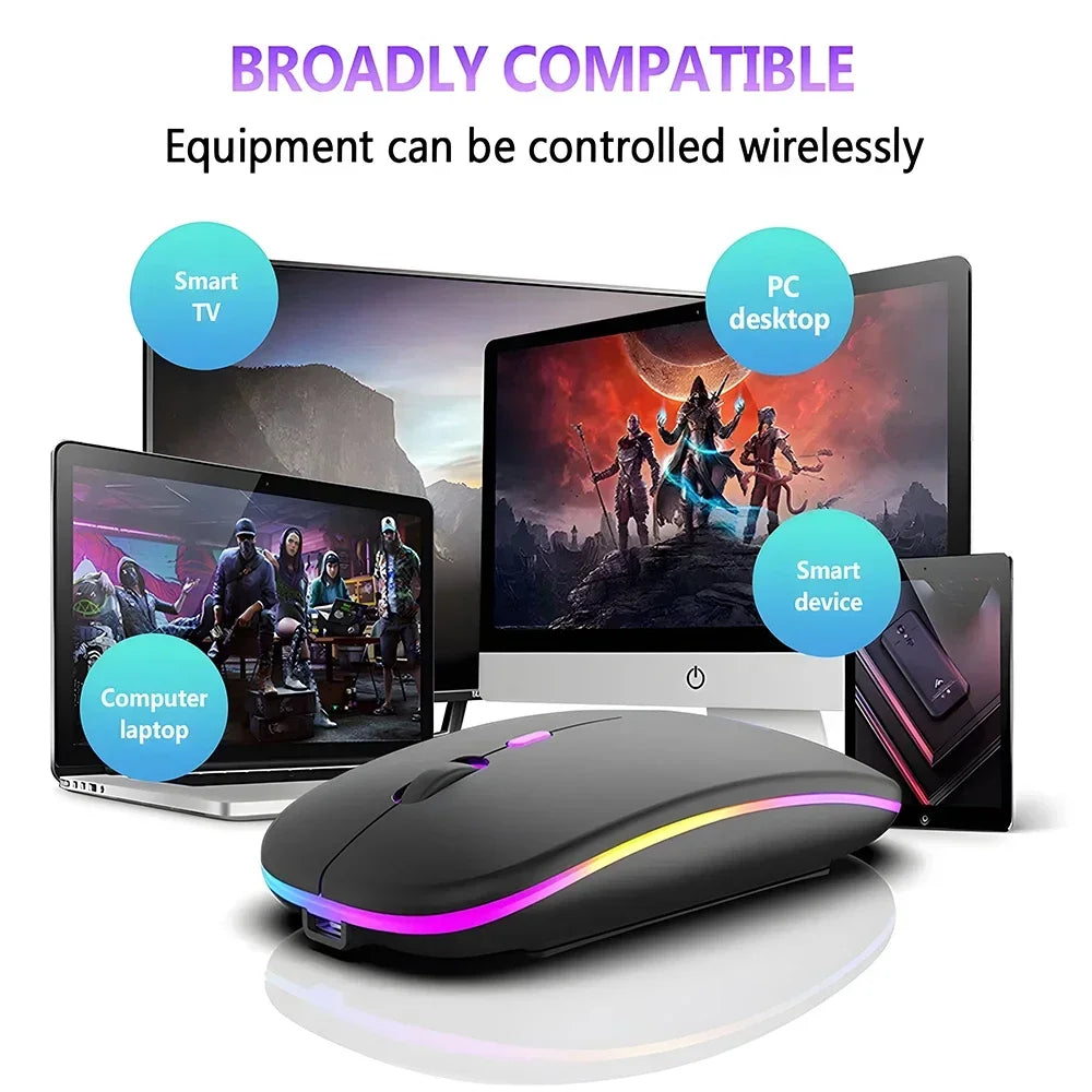 Ratón inalámbrico recargable de doble modo, compatible con Bluetooth y USB 2.4G, para ordenador, portátil, iPad, tablet y notebook, ratón gaming