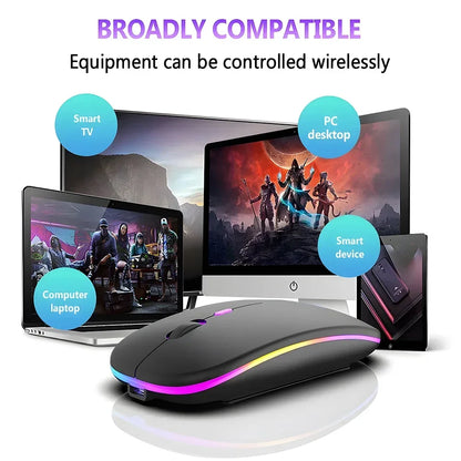 Ratón inalámbrico recargable de doble modo, compatible con Bluetooth y USB 2.4G, para ordenador, portátil, iPad, tablet y notebook, ratón gaming