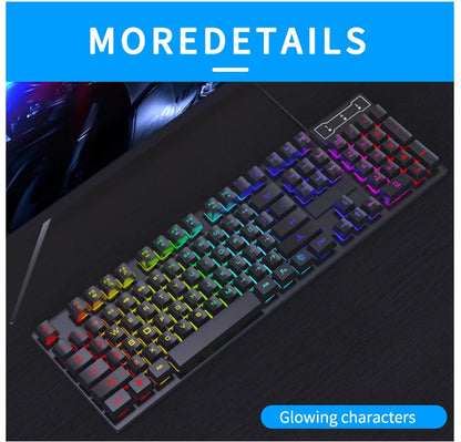 104 Keys Wired Keyboard with RGB Backlit Breathing Light Gaming Ergonomic Keyboard and Mouse Set for Computer Laptop Gamer Office