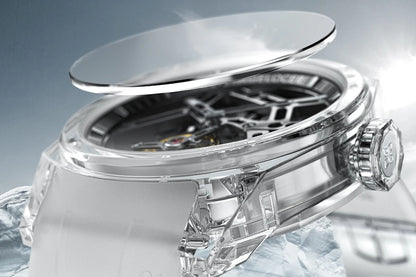 Relógio AGELOCER de edição limitada “Ice Never Melts” com turbilhão de cristal de espiral livre — relógios mecânicos manuais de luxo