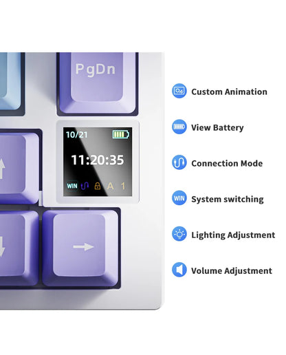 AJAZZ AK820 Pro Gaming Mechanical Keyboard 75% Wireless Bluetooth RGB Hot-Swappable Mechanical Keyboard with Volume Knob for PC, Mac & Laptop