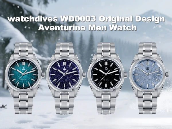Watchdives New WD0003B ‌Aventurine Dial Watch VH31 Quartz Movement Sapphire Crystal Luminous 100m Waterproof 36mm Vintage Watch
