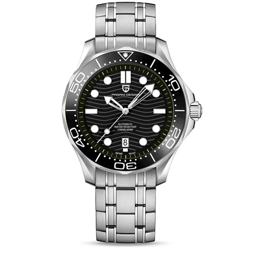 PAGANI DESIGN 2026 New V2 Waves 200M Relógio de mergulho automático masculino de luxo, cristal de safira, relógio de pulso masculino AR