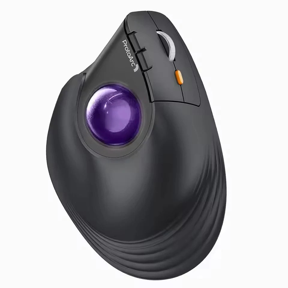 ProtoArc EM05NL Ratón trackball inalámbrico recargable Bluetooth ergonómico vertical con bola para ordenador, iPad, Mac y Windows