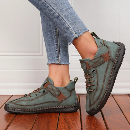 Handmade Leather Women’s Loafers Casual Comfortable Soft-Soled High-Quality Motorcycle Boots Fashionable British Tennis Nude Boots