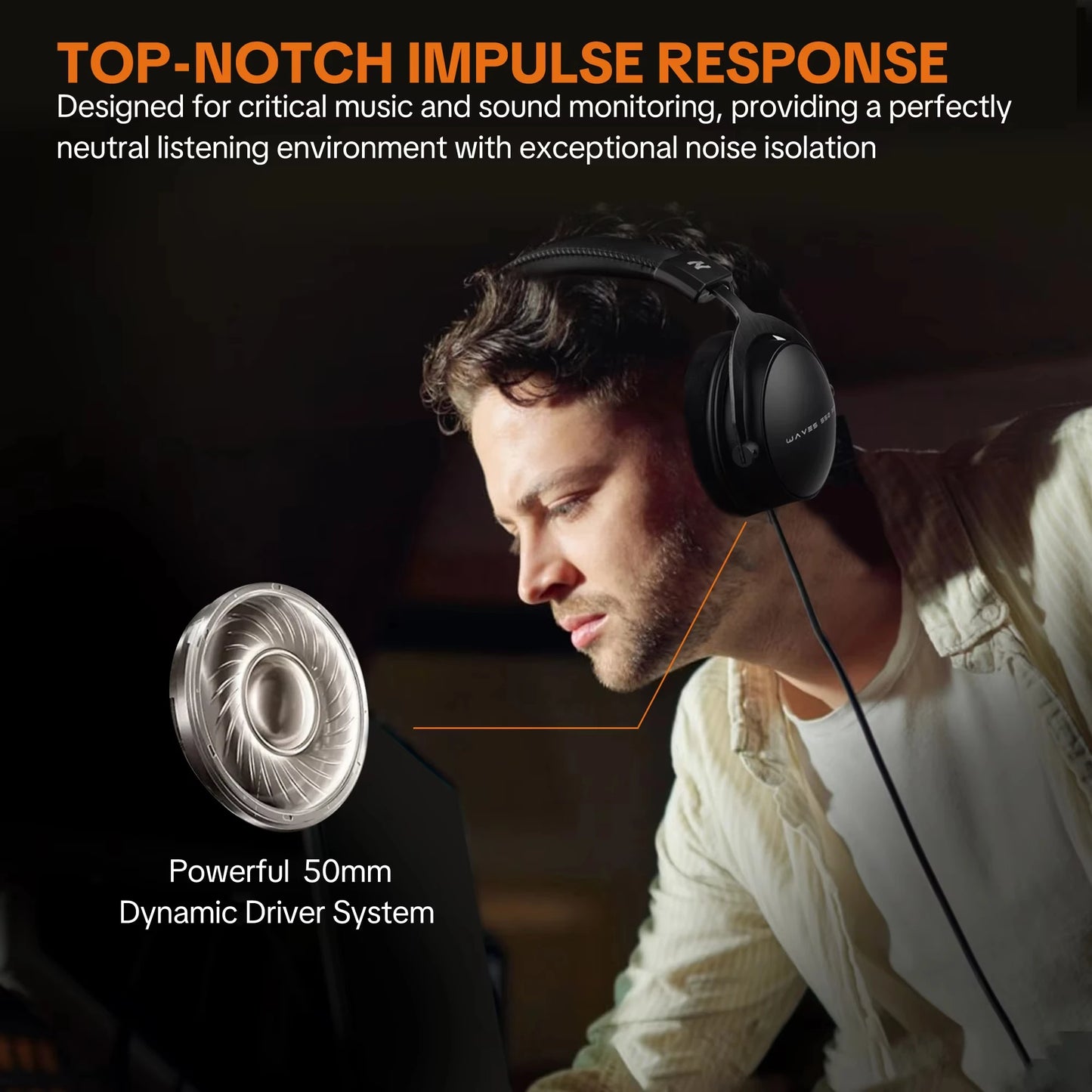 Auscultadores com Fios Over-Ear Talomen TOP W550X com Drivers de 50mm, Graves Profundos, Cabo Amovível e Microfone Integrado – Auscultadores para Gaming, DJ, Estúdio e Escritório