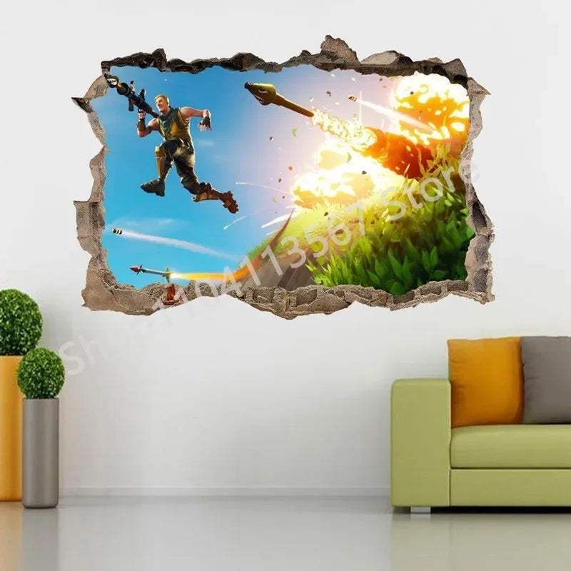 Fortnited Hot 3D Children Cartoon Wall Stickers Waterproof Home Decoration Battle Royale for Kid's Room PVC DIY Vinyl Wallpaper