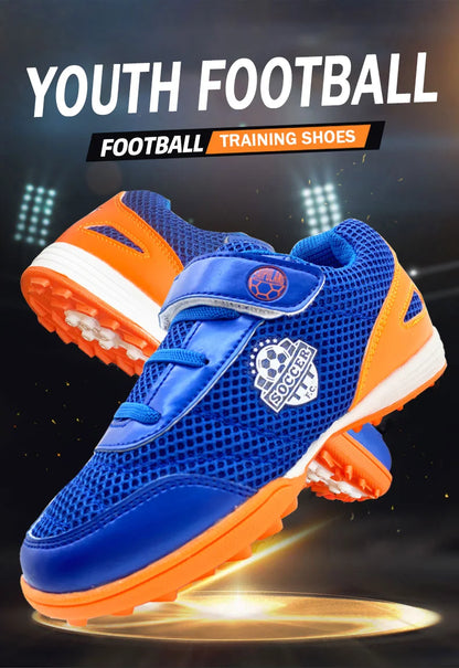 Boy Girl Tf Children's Football Shoes Hook Loop Football Boots No Spikes Lacrosse Beginner Cricket Shoes Baseball Shoes
