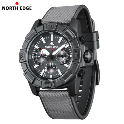 NORTH EDGE 2025 BLAZE Men's Watches Solar Power 316 stainless steel Case Quartz Watch For Men Pilot Waterproof 50M Stopwatch