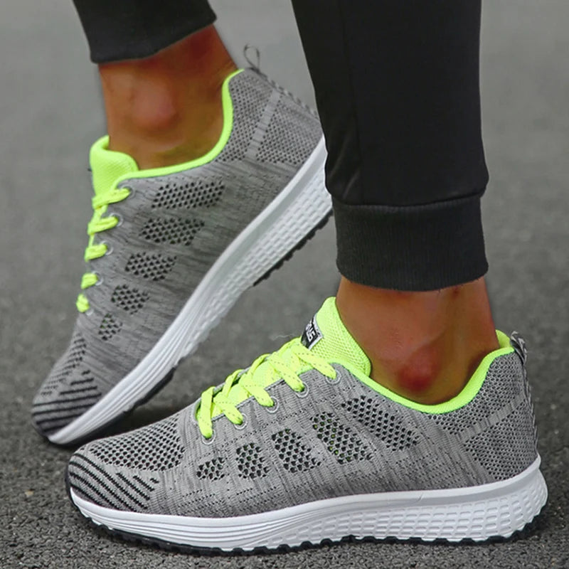 Women's Sneakers 2025 New Fashion Breathable Trainers, Comfortable Sneakers Mesh Fabric Lace-Up, Women's Tennis Shoes