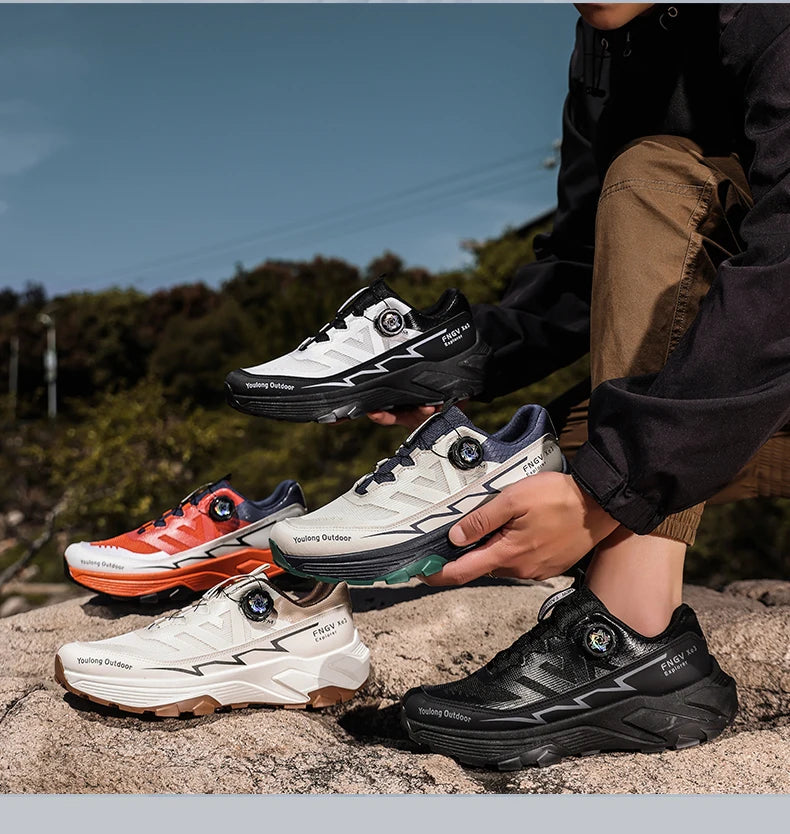 Zapatillas de senderismo transpirables para hombre — Hebilla giratoria, suela antideslizante