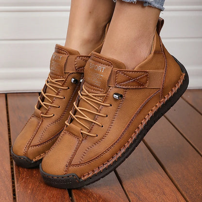 Handmade Leather Women’s Loafers Casual Comfortable Soft-Soled High-Quality Motorcycle Boots Fashionable British Tennis Nude Boots