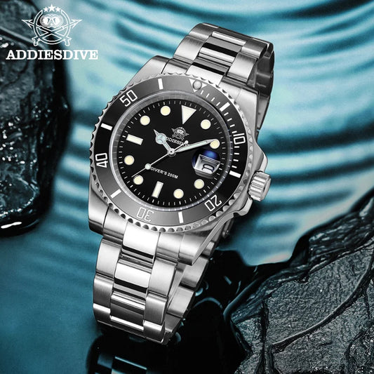 ADDIESDIVE Luxury Men's Watch Ceramic bezel BGW9 Super Bright Luminous Leisure Quartz Watch 200m Waterproof Outdoor Sports Watch