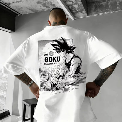 Summer 2026 Dragon Ball oversized T-shirt with power cord, Little Goku, artistic print, neutral casual Y2K