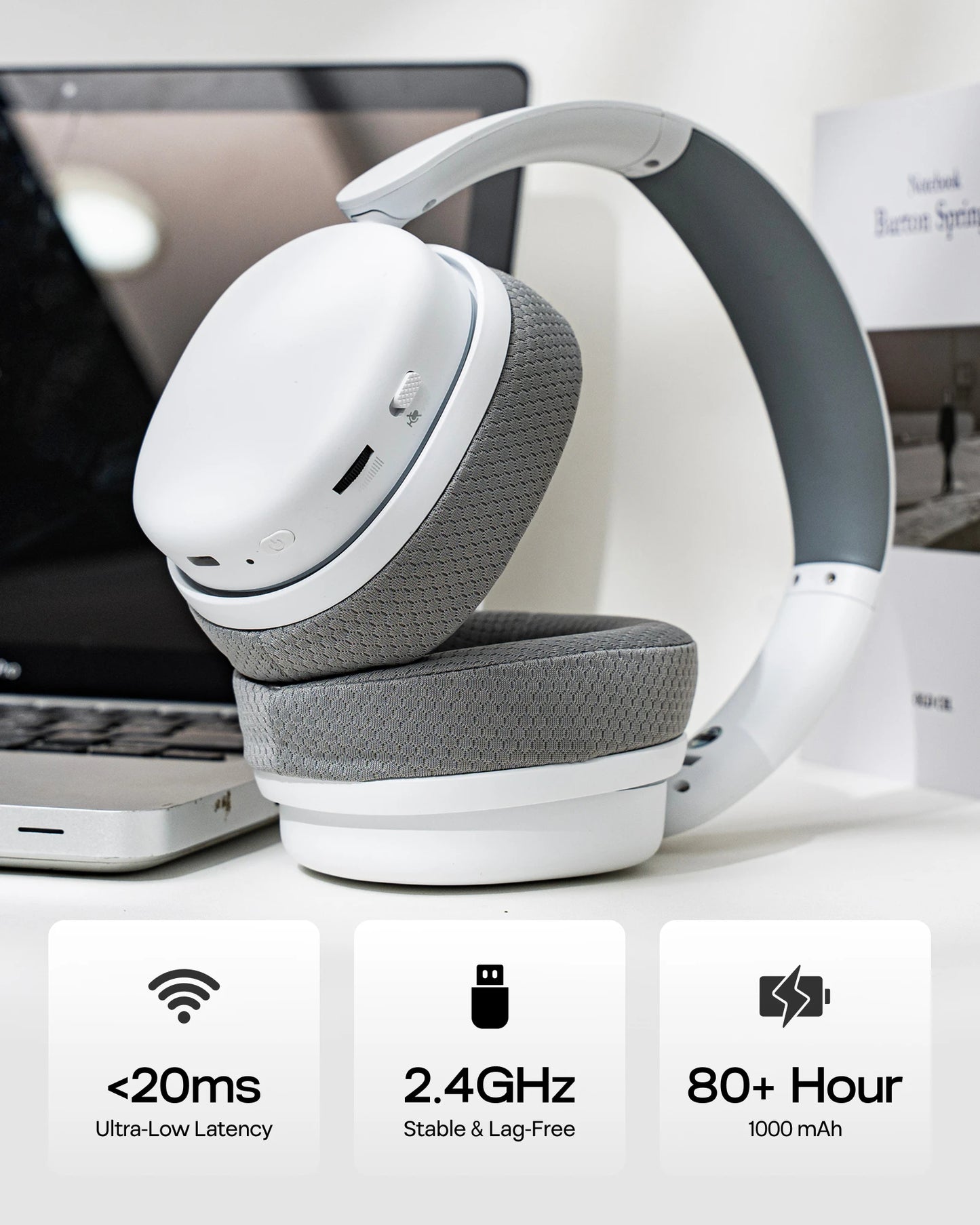 Cuffie da gaming AULA G7 Pro 7.1 Surround Sound wireless Bluetooth 5.3 con microfono a cancellazione del rumore per PS5/PS4/PC/Switch