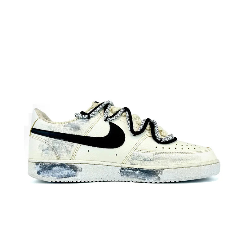 Individuell gestaltete Sneaker Nike Court Vision 1 Low „Eye of God 2.0“ Distressed Splatter Herren-Skateboard-Sneaker