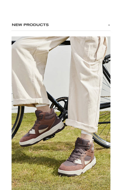 Xtep Skateboarding Shoes Men Wear-Resistant Comfortable Fashion Sport Shoes Shock Absorption High Top Sneakers 877419310024