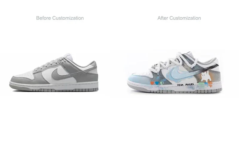 Individuell gestaltete Sneaker: Nike Dunk Cyberpunk Graffiti Gradient Blended Artistic Low-Top Unisex-Skateschuhe