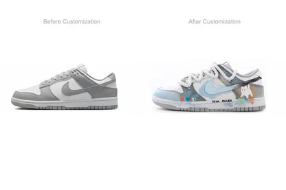 Individuell gestaltete Sneaker: Nike Dunk Cyberpunk Graffiti Gradient Blended Artistic Low-Top Unisex-Skateschuhe