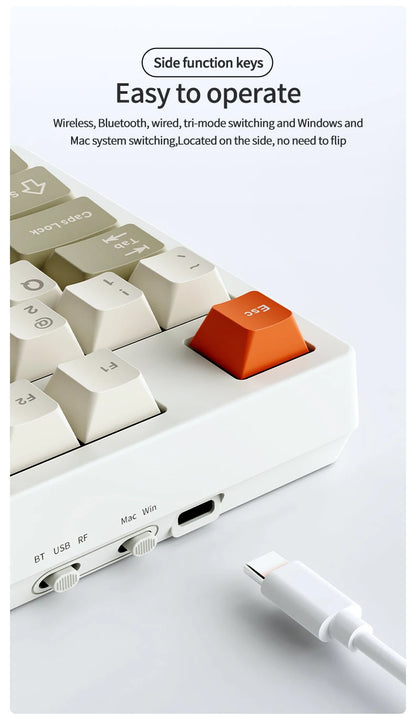 Ajazz AK35I V3 MAX 8000mAh battery Gaming mechanical keyboard Tri-mode Wired Bluetooth Wireless Hot-swappable TFT color screen