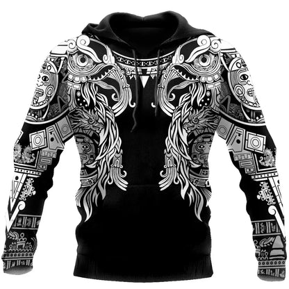 2023 New Autumn Men's Hoodie Wolf Print 3D Sweatshirts Urban Trendy All-Match Oversized Tops Poleron Hooded Clothes Men's Clothing