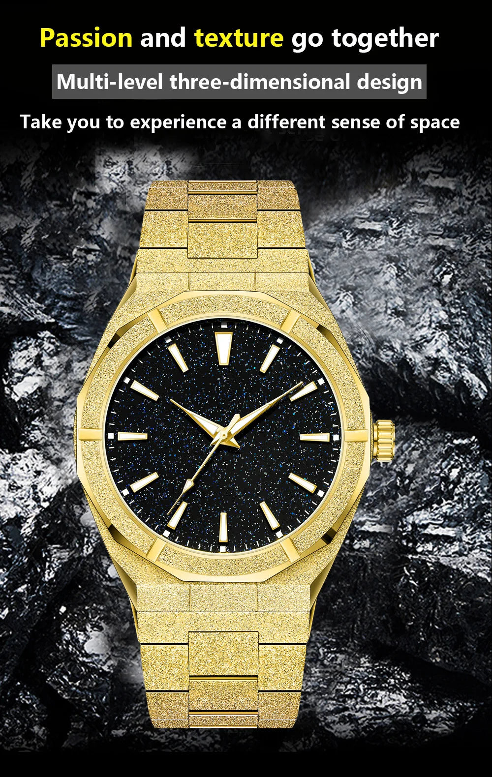 Men's wristwatch Starry Frosted Men Quartz Watch Fashion And Luxury Gentleman Watches Golden Watch Waterproof Silver Accessories