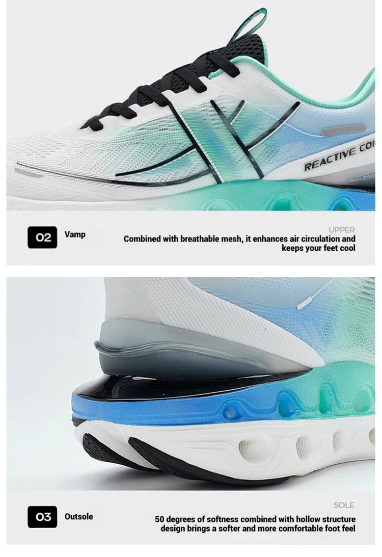 Xtep Reactive Coil 11.0 running shoes for men, summer sports shoes, shock absorption rebound soft sneakers 976219110026
