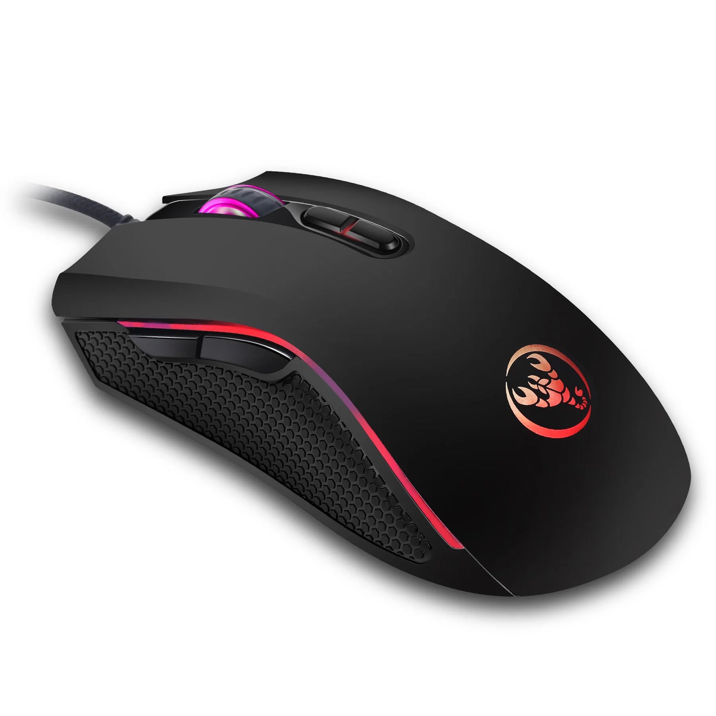 Mouse profesional de gaming optic, premium, cu iluminare LED în 7 culori intense și design ergonomic, 3200 DPI, pentru gameri LOL și CS