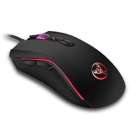 Mouse profesional de gaming optic, premium, cu iluminare LED în 7 culori intense și design ergonomic, 3200 DPI, pentru gameri LOL și CS
