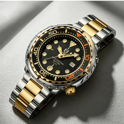 QINGXIYA Mens Watches Fashion Waterproof Luminous Date Rotating Dial High Quality Stainless Steel Luxury Brand Men Quartz Watch