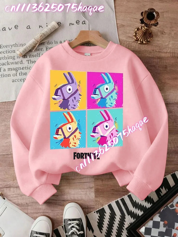 Fortnite Children Long-Sleeved Girls Streetwear Boys Baby Sweatshirt Pullover Sweatshirt Anime Fashion Kid Clothing Tops Gift