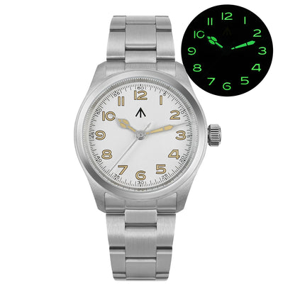 Militado ML08 Quartz Watch VH31 Movement Double Domed Sapphire Crystal Wristwatch Super C3 Green Luminous 38mm Vintage Watches