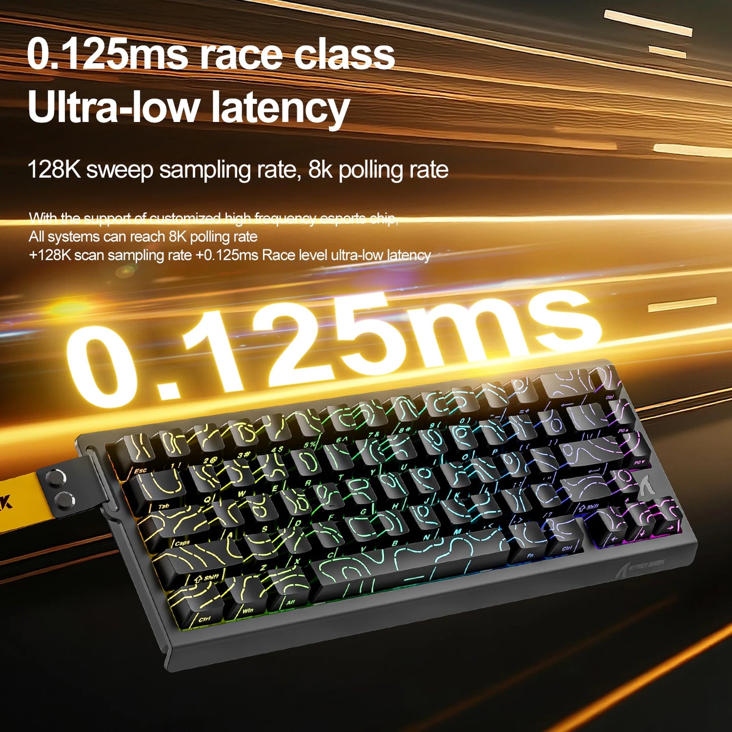 ATTACK SHARK X68HE Magnetic Keyboard Red Wired Mechanical for Pro Gaming 0.01mm Rapid Trigger 8000Hz SOCD/Rs 0.125ms 128K Rate