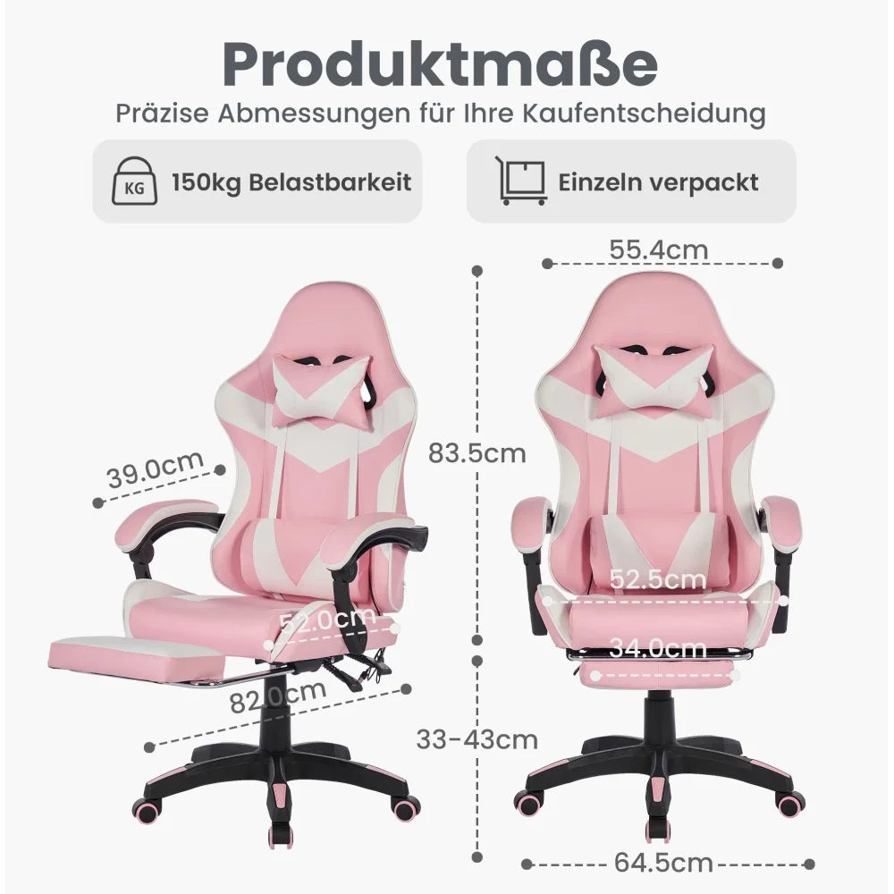 Ergonomic Gaming Chair 360° Reclining Office Chair with Footrest, Adjustable Height Racing Chair with Lumbar Support and Headrest