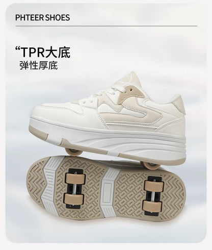 Children's Outdoor Sports Roller Skates Shoes Single Row Wheel Kids Sliding Shoes Four-Wheel for Boys and Girls