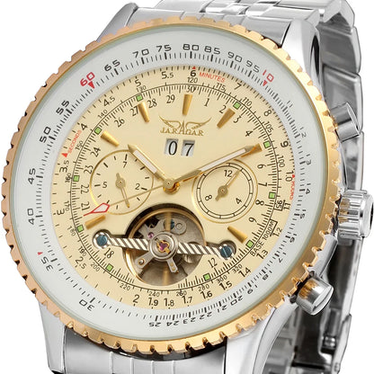 Jaragar 50MM Automatic Mechanical Watch for Men, Multifunctional, Date Month Week Display, 3ATM Waterproof, Business Casual Style