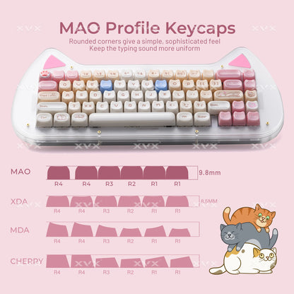 XVX 148 Keys Cat Theme Keycaps MAO Profile Key Cap Korean Glossy Cute Keycap for Keyboard 61 64 68 78 87 96 98 104 108