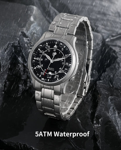 BERNY Titanium Men Quartz Watch AR Coating Sapphire Fashion Wristwatch Luminous VH31 Ultra-thin Wristwatch Waterproof 5ATM Watch