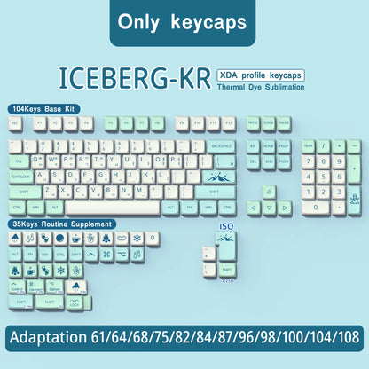 Keycaps Iceberg perfil XDA, brasileiro, coreano, japonês, russo, espanhol e francês, tecla Enter ISO em PBT para teclado mecânico GK61