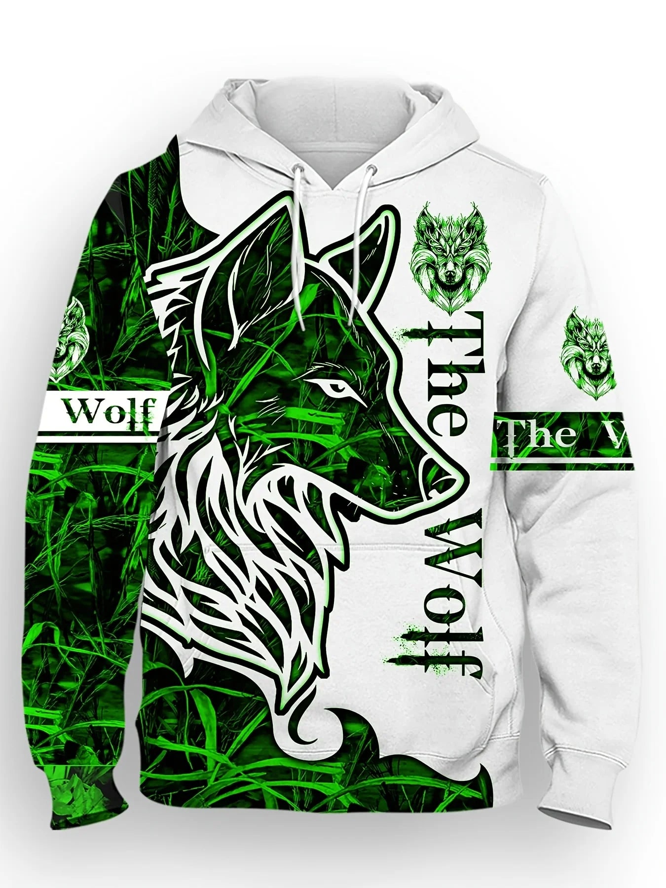 Modischer Herren-Kapuzenpullover für den Herbst mit individuellem Wolf-Print, weich und bequem, Outdoor-Streetstyle-Bekleidung
