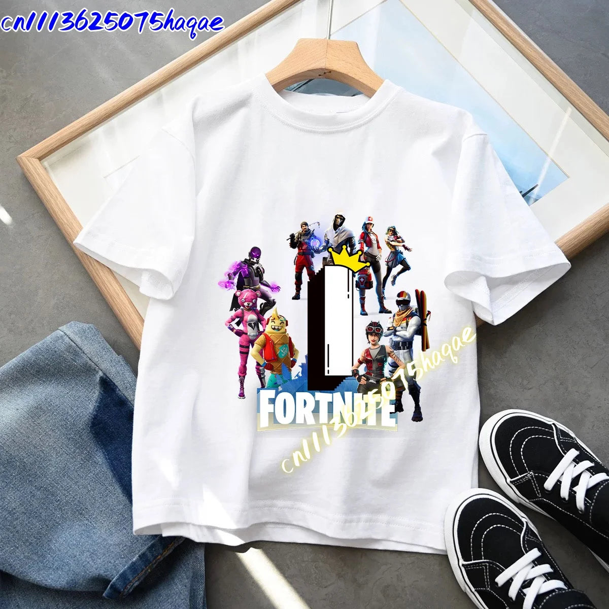 Fortnites Children T-shirts Game Cartoon Print Letter A-Z Fortress Night Tees Game Short Sleeves Tops Summer Boys Girls Clothes