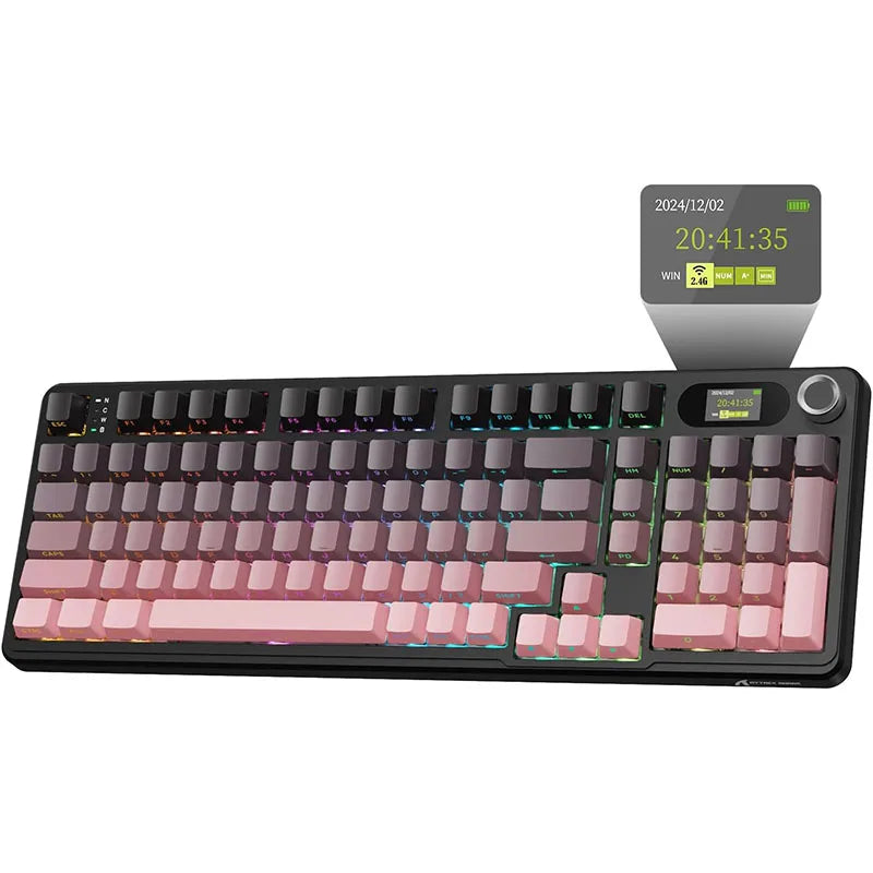 ATTACK SHARK X98 RGB Wireless Mechanical Keyboard,LED Smart Display&Knob, Hot Swappable,Pre-lubed Linear Switches
