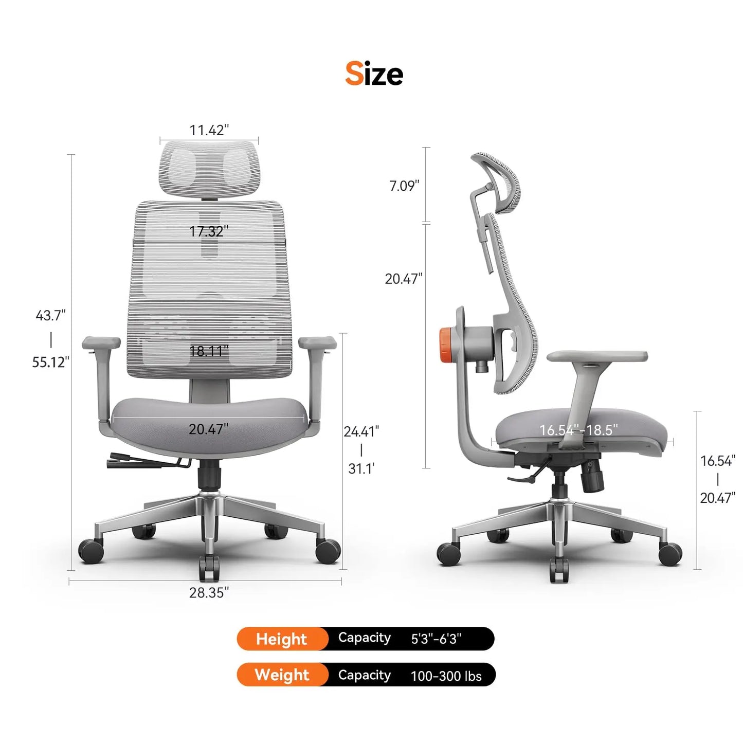 NEWTRAL MAGICH003 Ergonomic Office Chair, Auto-Following Backrest, Adaptive Lower Lumbar Support, Adjustable Headrest Seat Depth