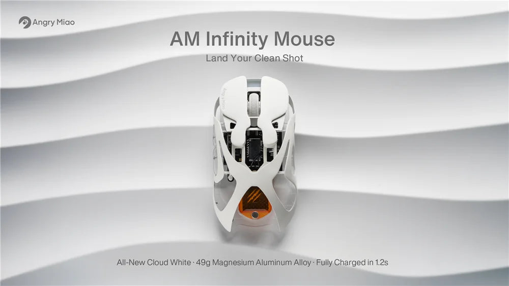 Angry Miao Infinity Gaming Wireless Mouse, Ultralight Metal Gaming Mouse, PAW3950 30K DPI, Hot-Swappable Dual 8K Tri-Mode Bluetooth & Wired Mouse