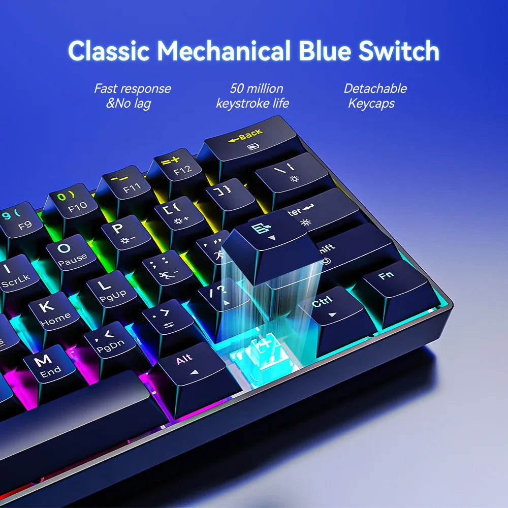 60% mechanical keyboard 61 key wired luminous gaming keyboards Gamer teclado para computadora pc ergonomic black white key board
